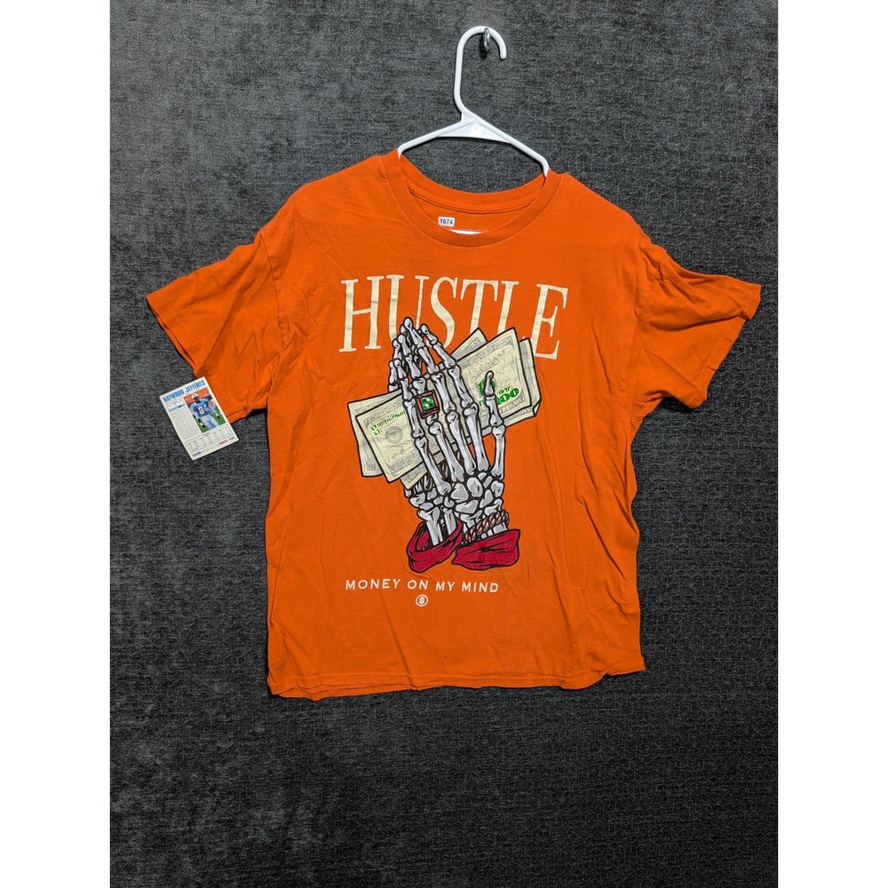 Papercut Mens Hustle Money On My Mind Graphic T-Shirt Orange Large Streetwear
